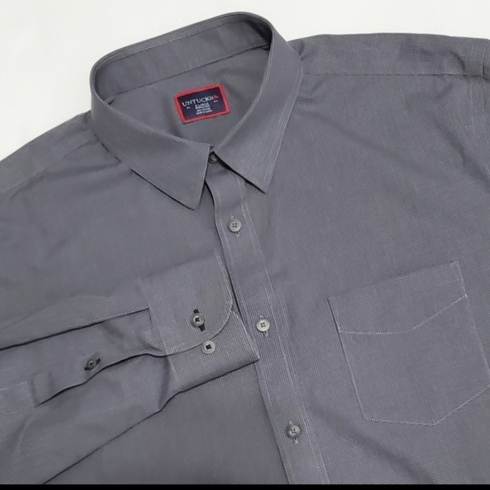 Untuckit Mens Marcasin Wrinkle Free Button Down Shirt Gray Size XL